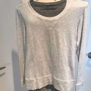 Monrow grey heather layered sweatshirt